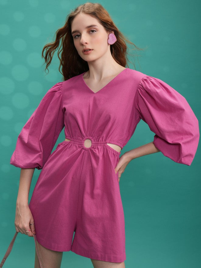 Tokyo Talkies Women Pink Solid Jumpsuit - Pink - Image 1