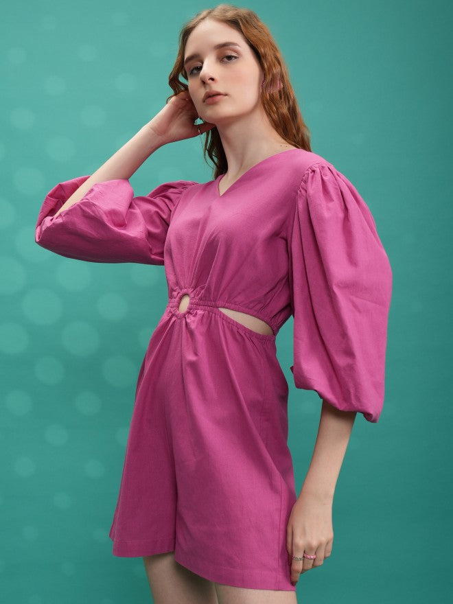 Tokyo Talkies Women Pink Solid Jumpsuit - Pink - Image 4