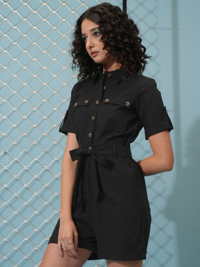 Tokyo Talkies Women Black Solid Jumpsuit - Black - Image 4