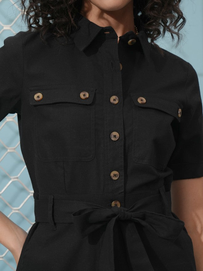Tokyo Talkies Women Black Solid Jumpsuit - Black - Image 5
