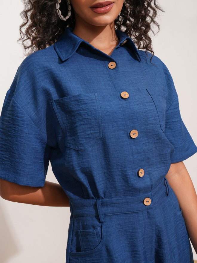 Tokyo Talkies Women Blue Solid Jumpsuit - Blue - Image 5