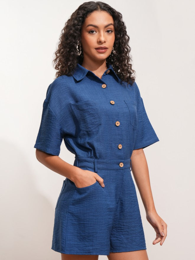 Tokyo Talkies Women Blue Solid Jumpsuit - Blue - Image 6