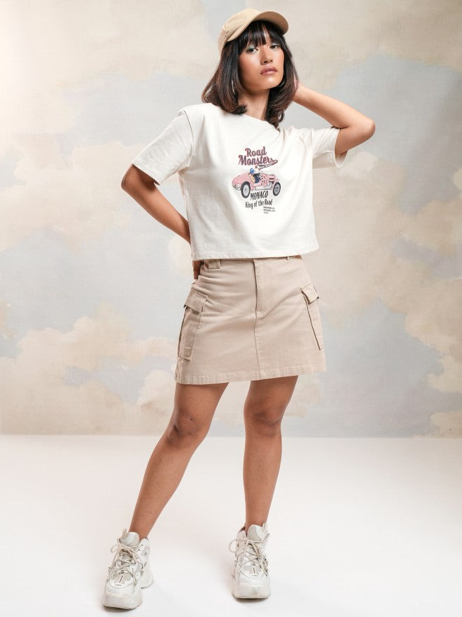 Tokyo Talkies Women Off White Printed Round Neck T-Shirt - Off White - Image 2