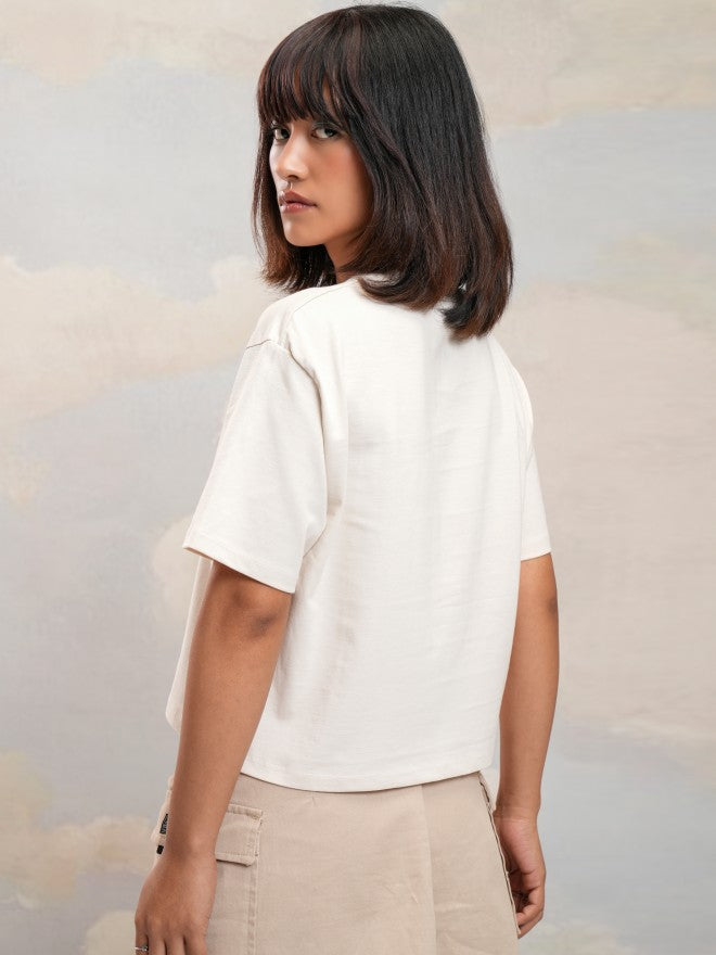 Tokyo Talkies Women Off White Printed Round Neck T-Shirt - Off White - Image 3