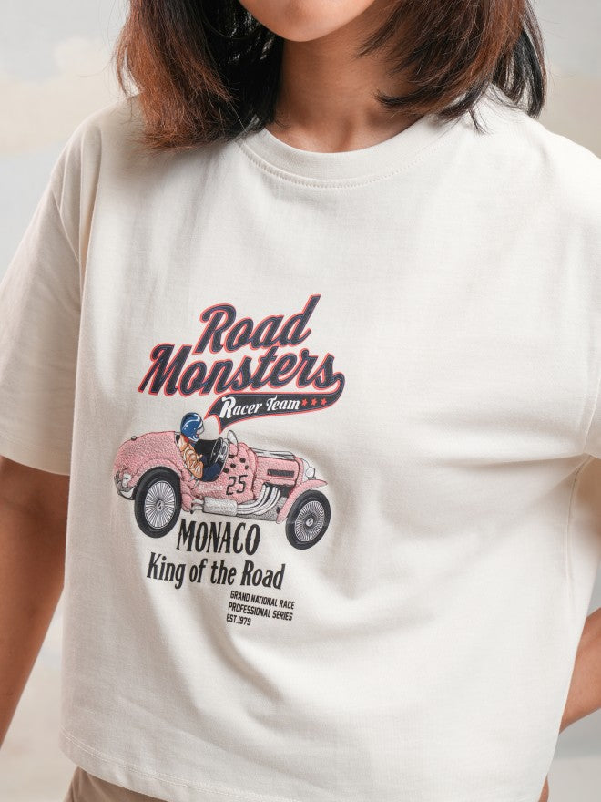 Tokyo Talkies Women Off White Printed Round Neck T-Shirt - Off White - Image 5