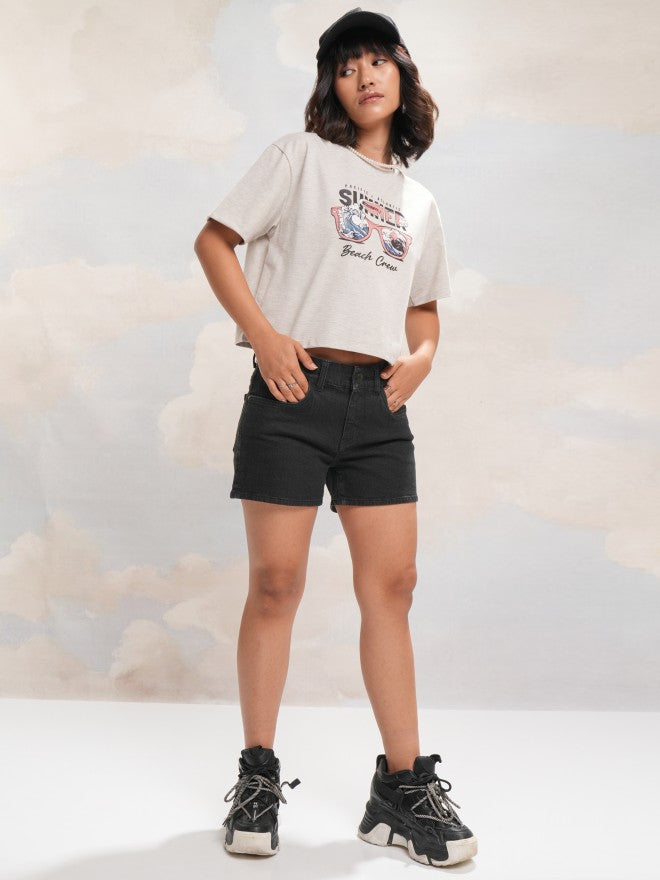 Tokyo Talkies Women Grey Printed Round Neck T-Shirt - Grey - Image 2