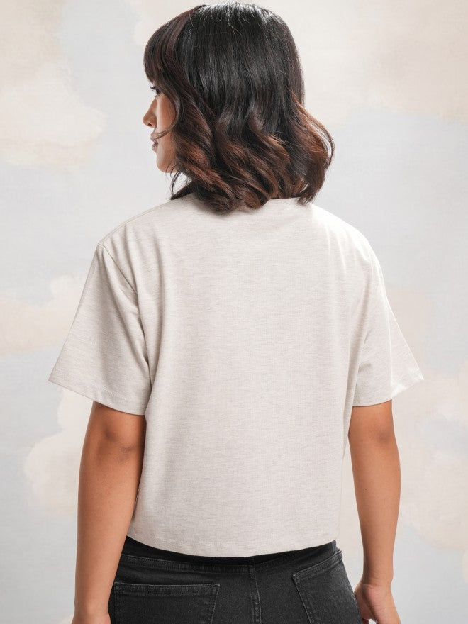 Tokyo Talkies Women Grey Printed Round Neck T-Shirt - Grey - Image 3