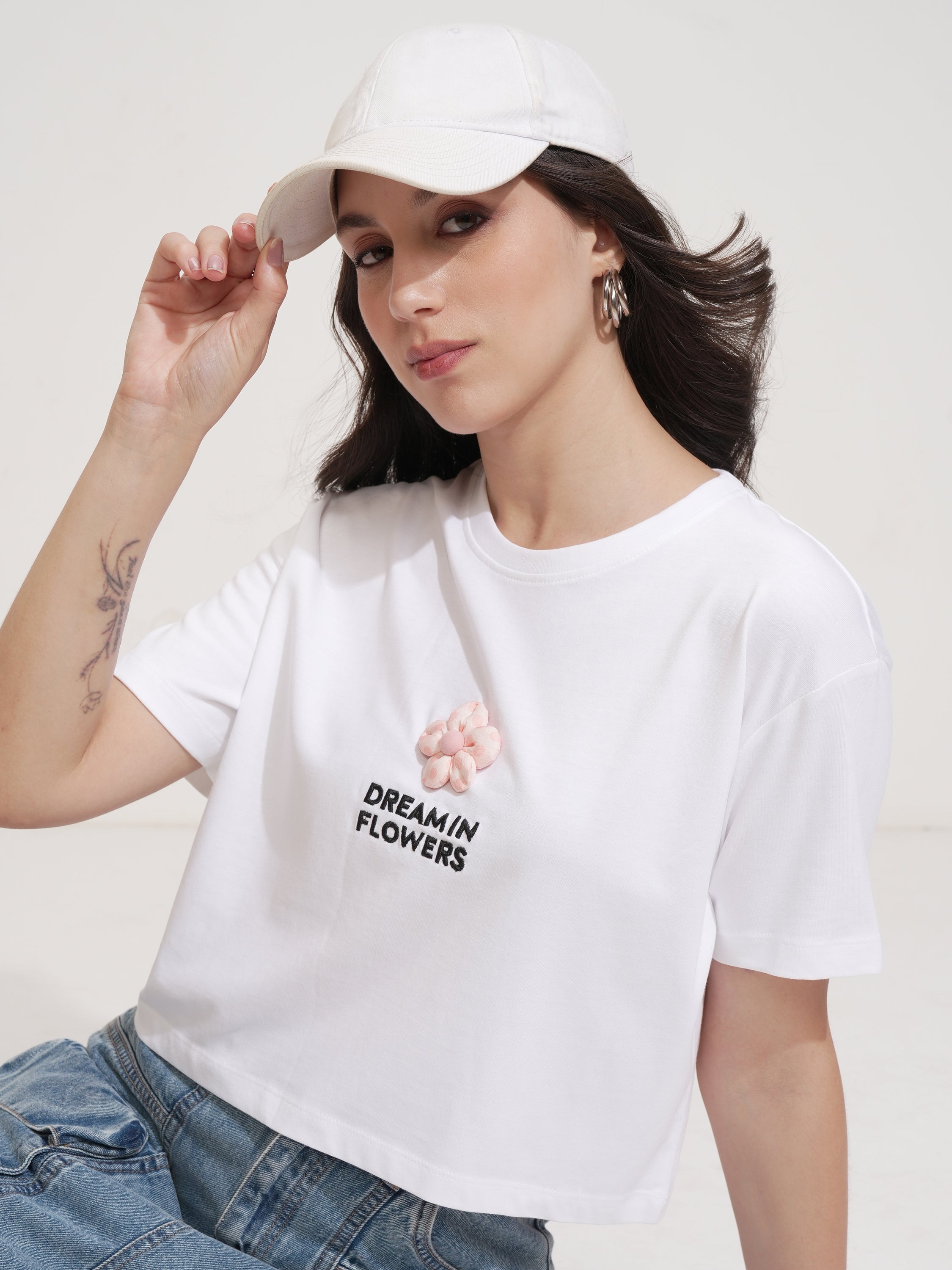 Tokyo Talkies Women White Solid Round Neck T-Shirt - White - Image 1