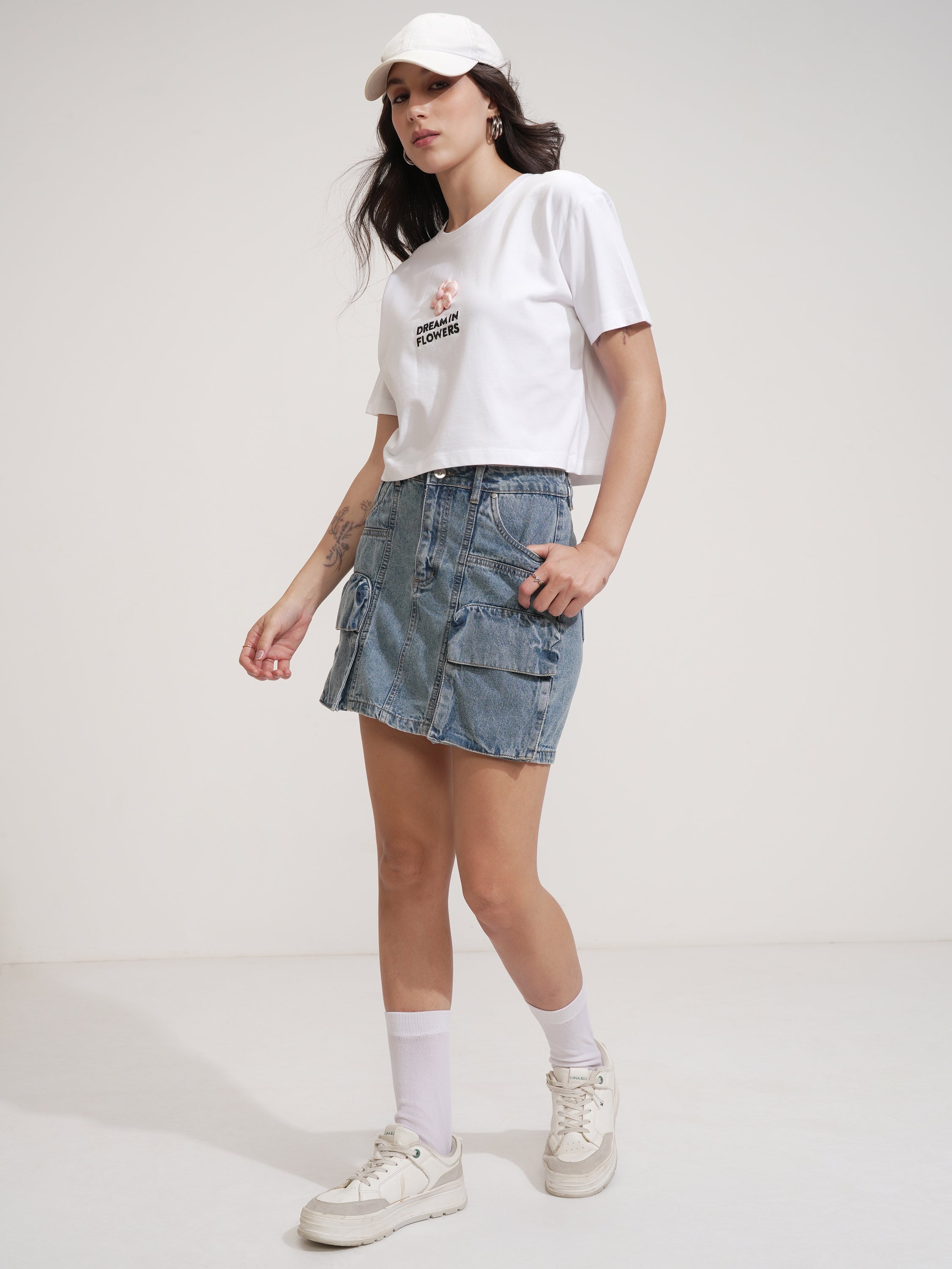 Tokyo Talkies Women White Solid Round Neck T-Shirt - White - Image 2