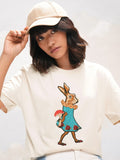 Tokyo Talkies Women Off White Applique Round Neck T-Shirt - Off White - Image 1