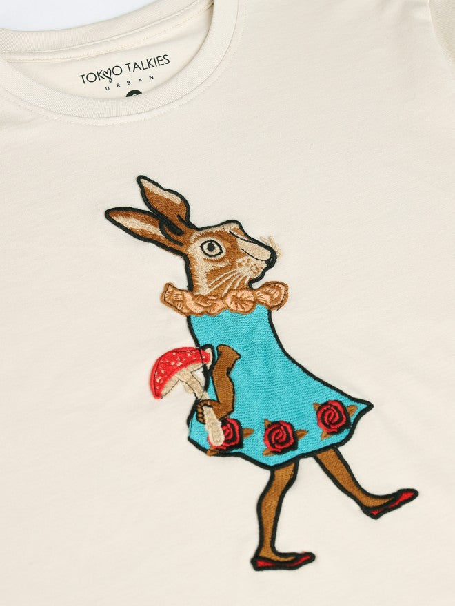 Tokyo Talkies Women Off White Applique Round Neck T-Shirt - Off White - Image 8