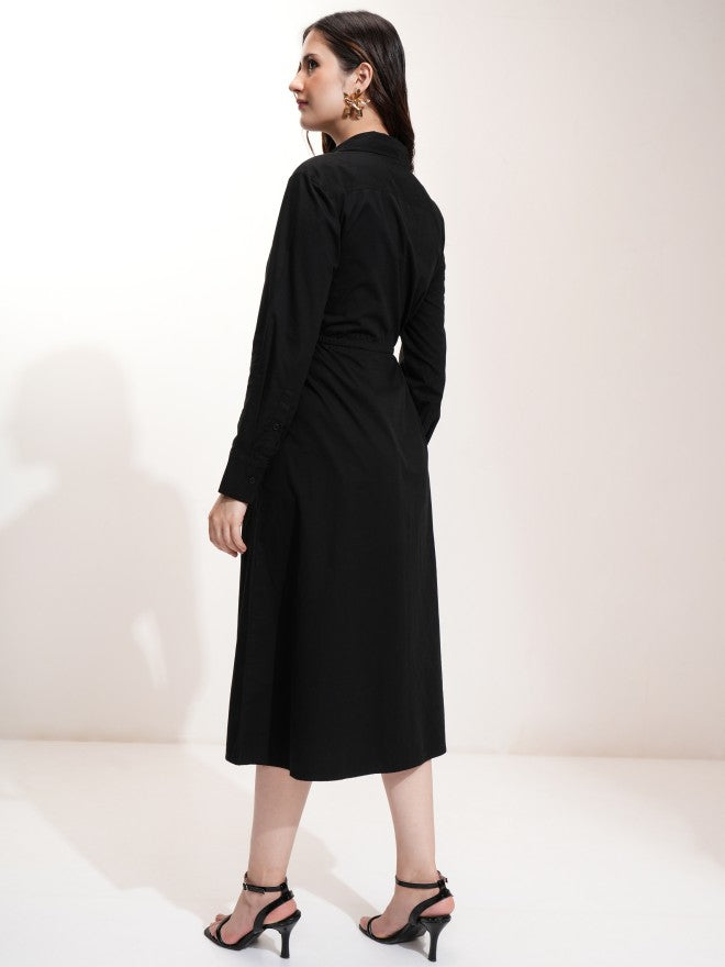 Tokyo Talkies Women Black Solid Shirt Dress - Black - Image 3