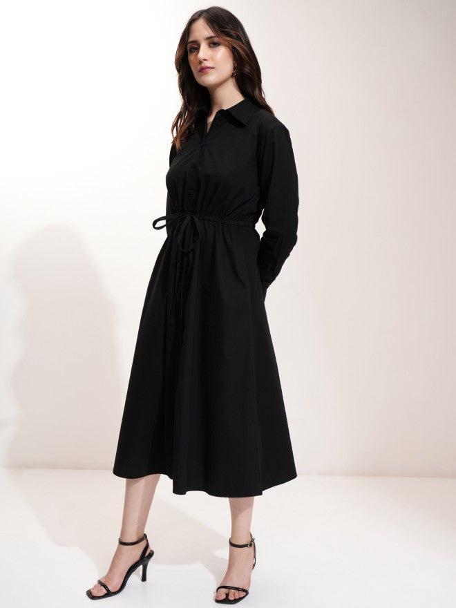 Tokyo Talkies Women Black Solid Shirt Dress - Black - Image 4