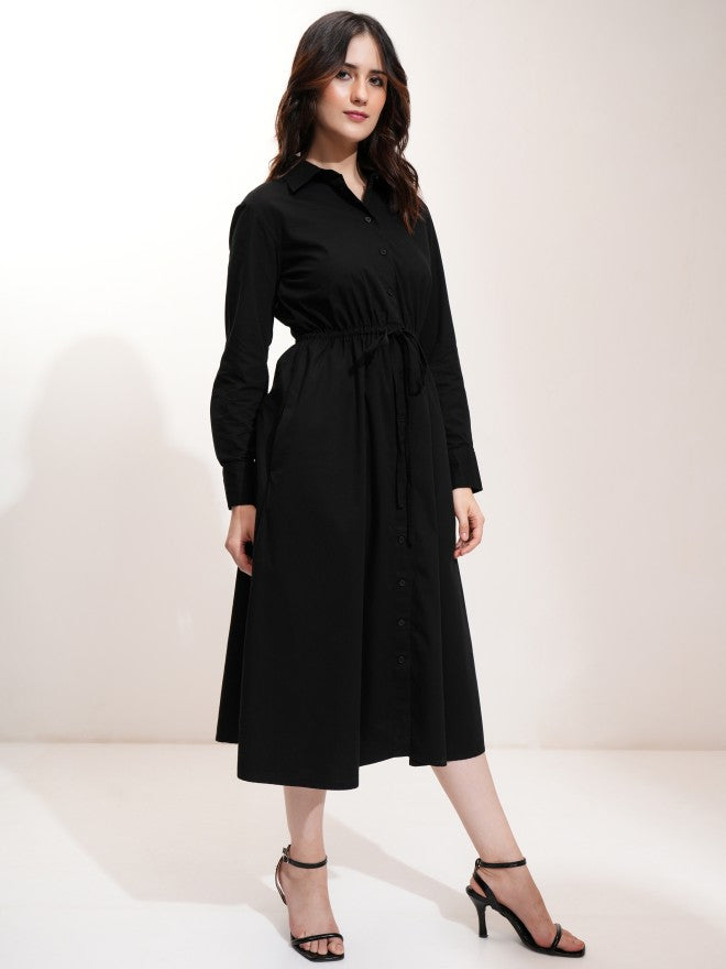 Tokyo Talkies Women Black Solid Shirt Dress - Black - Image 6