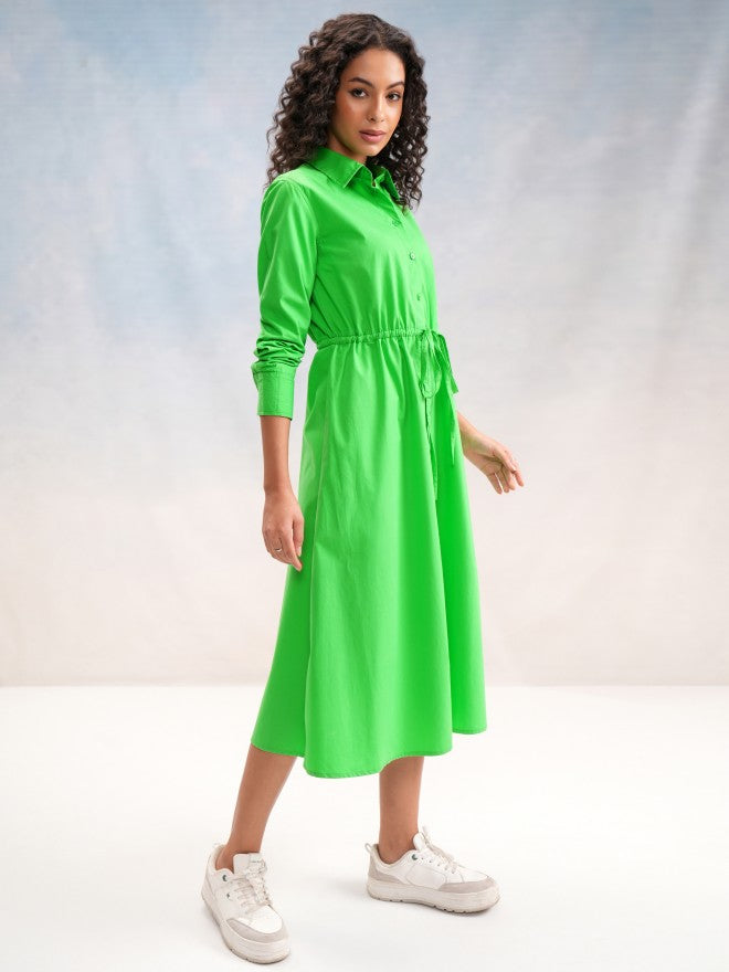 Tokyo Talkies Women Green Solid Shirt Dress - Green - Image 6