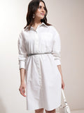 Tokyo Talkies Women Off White Solid Shirt Dress - Off White - Image 1