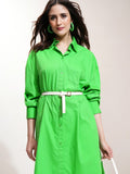 Tokyo Talkies Women Green Solid Shirt Dress - Green - Image 1