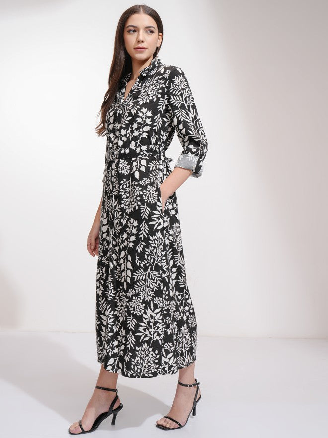 Tokyo Talkies Women Black Printed Shirt Dress - Black - Image 2