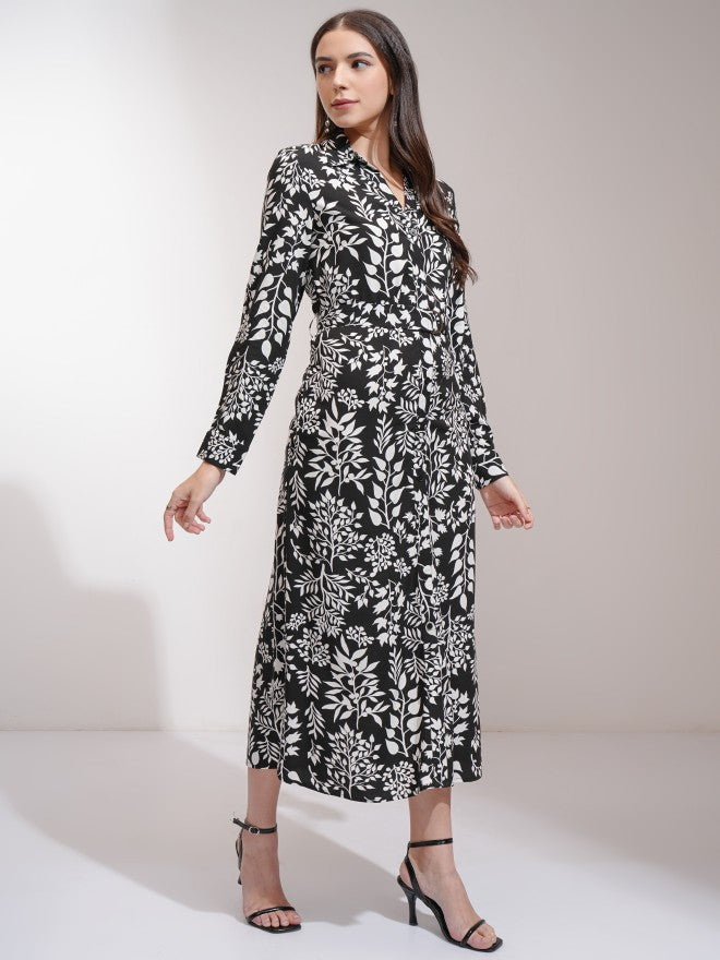 Tokyo Talkies Women Black Printed Shirt Dress - Black - Image 4