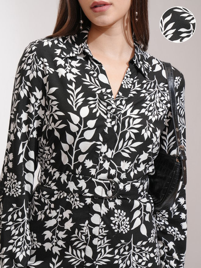 Tokyo Talkies Women Black Printed Shirt Dress - Black - Image 5
