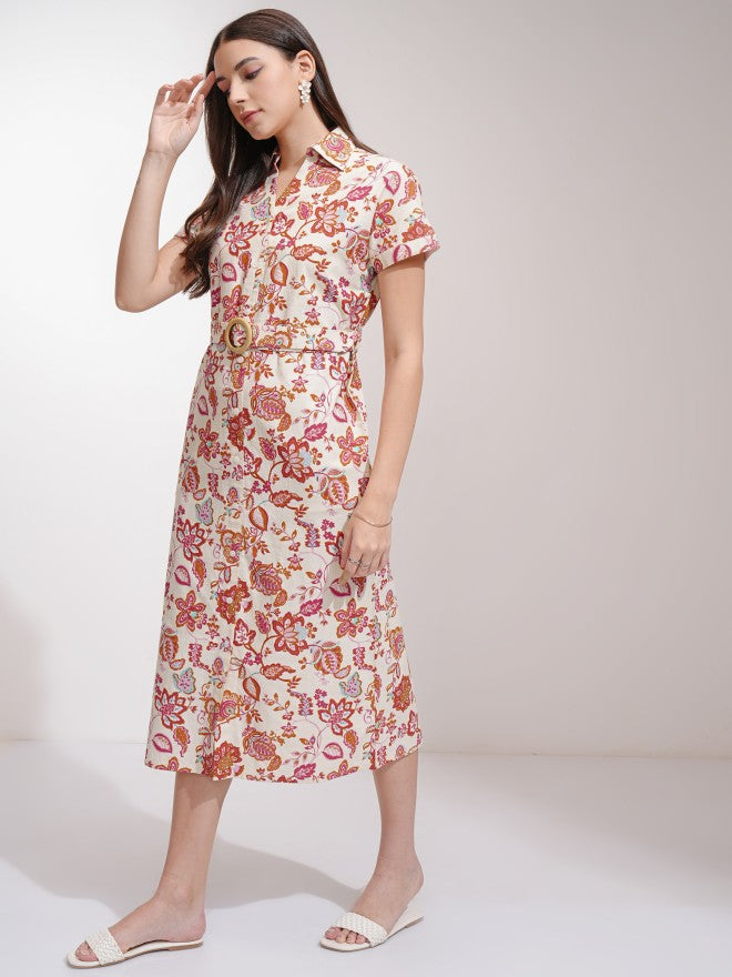 Tokyo Talkies Women Off White Printed Shirt Dress - Off White - Image 2