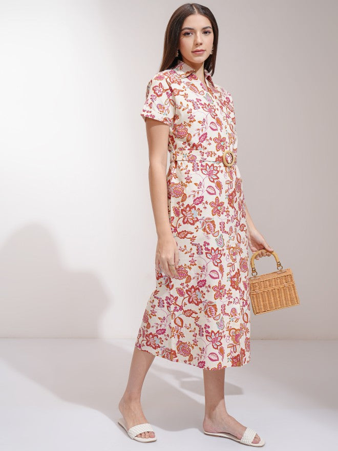 Tokyo Talkies Women Off White Printed Shirt Dress - Off White - Image 4