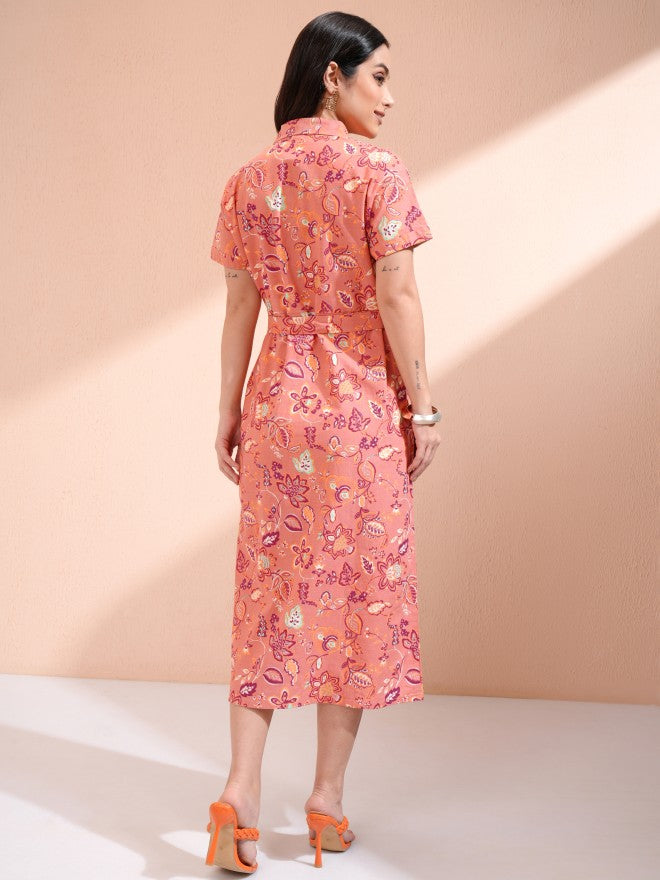 Tokyo Talkies Women Rust Printed Shirt Dress - Rust - Image 2