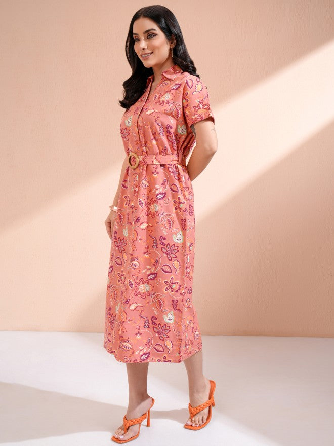 Tokyo Talkies Women Rust Printed Shirt Dress - Rust - Image 3
