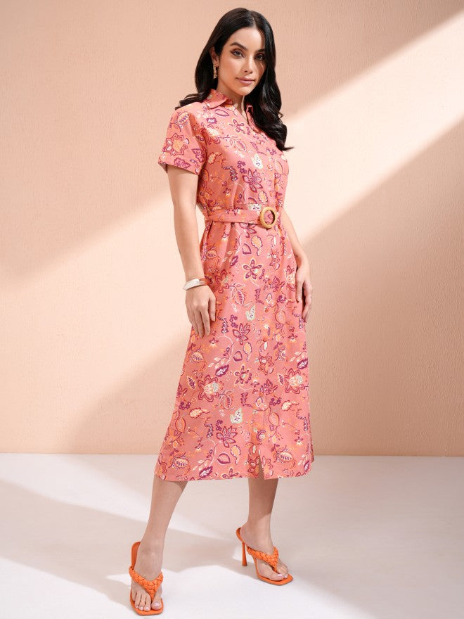 Tokyo Talkies Women Rust Printed Shirt Dress - Rust - Image 5