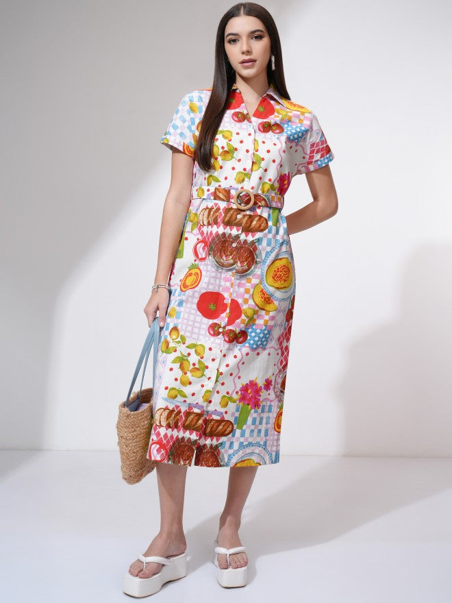 Tokyo Talkies Women White Printed Shirt Dress - White - Image 2