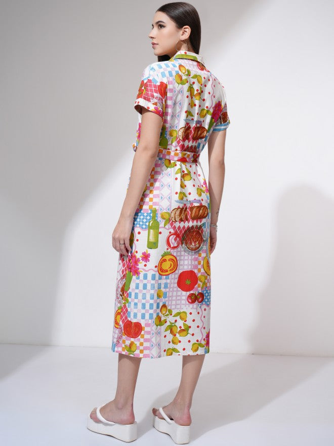 Tokyo Talkies Women White Printed Shirt Dress - White - Image 3