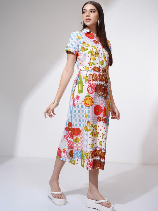Tokyo Talkies Women White Printed Shirt Dress - White - Image 6