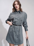 Tokyo Talkies Women Black Striped Shirt Dress - Black - Image 1