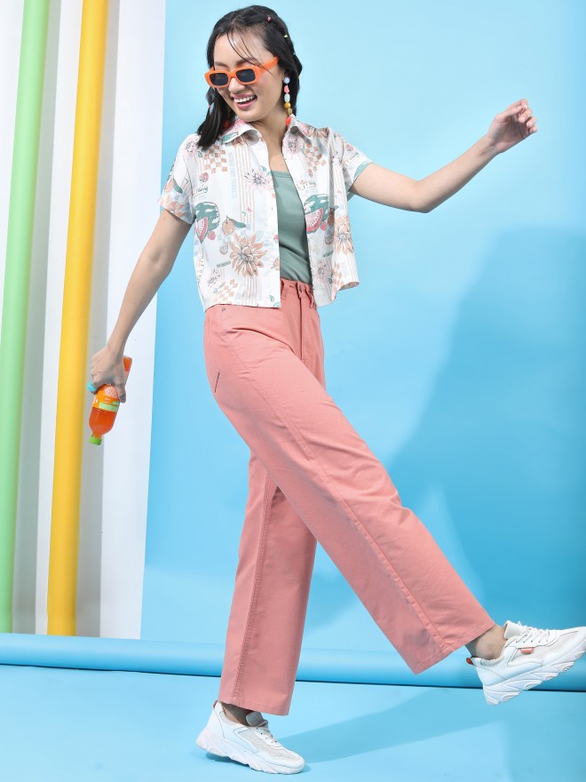Tokyo Talkies Women White Printed Casual Shirt - White - Image 2
