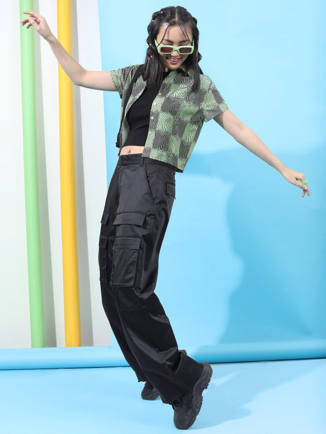 Tokyo Talkies Women Green Printed Casual Shirt - Green - Image 2