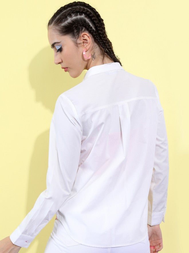 Tokyo Talkies Women White Printed Casual Shirt - White - Image 3
