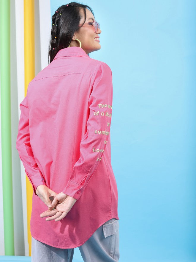 Tokyo Talkies Women Pink Printed Casual Shirt - Pink - Image 3