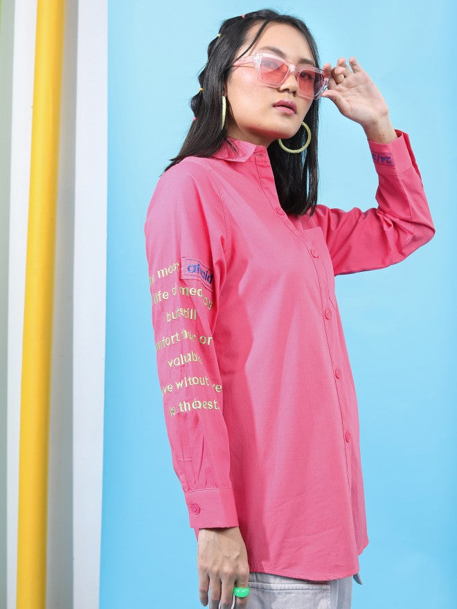 Tokyo Talkies Women Pink Printed Casual Shirt - Pink - Image 6