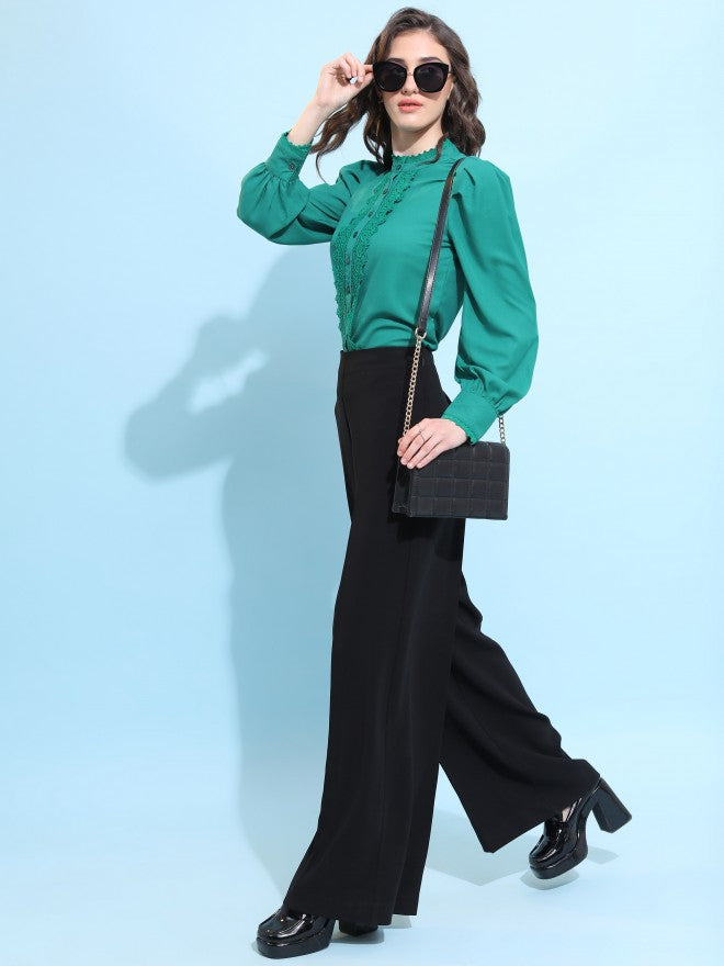 Tokyo Talkies Women Green Solid Casual Shirt - Green - Image 2