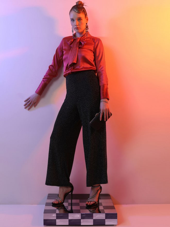 Tokyo Talkies Women Red Solid Casual Shirt - Red - Image 2