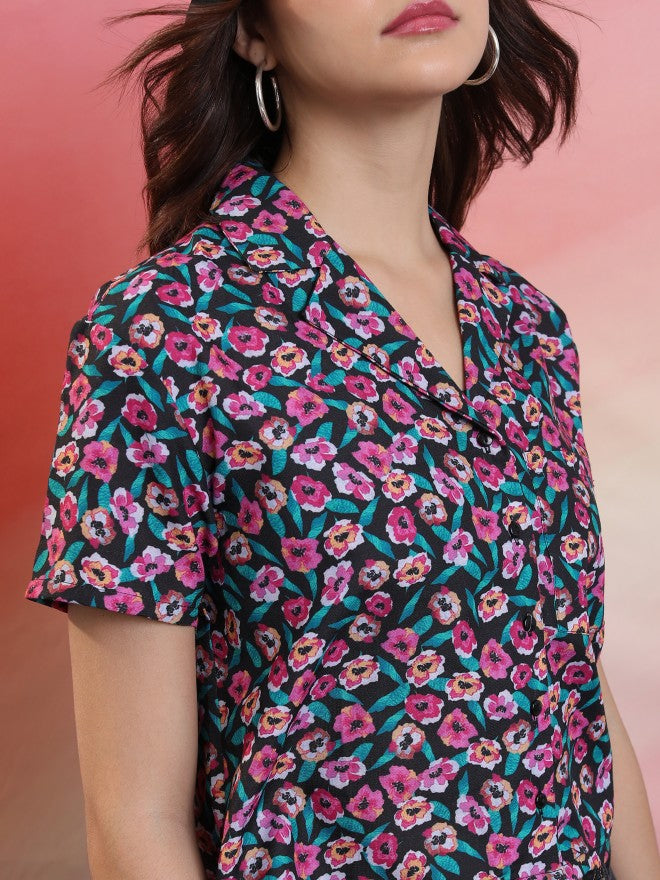 Tokyo Talkies Women Black Printed Casual Shirt - Black - Image 5