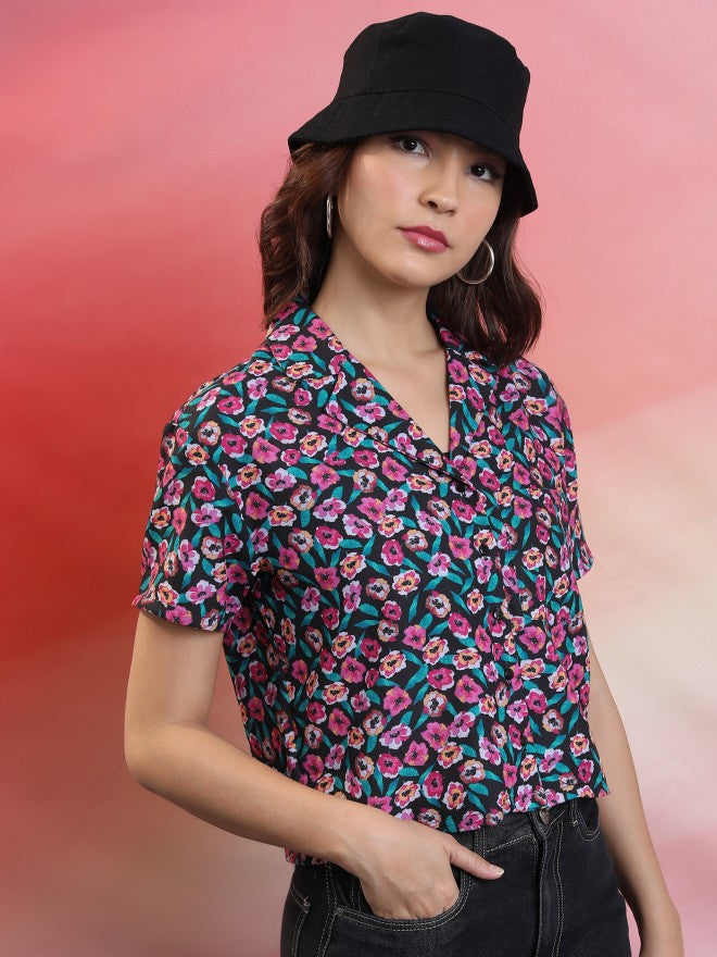 Tokyo Talkies Women Black Printed Casual Shirt - Black - Image 6