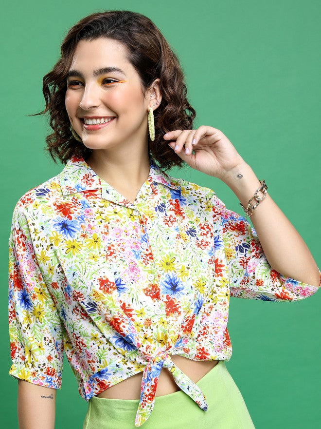 Tokyo Talkies Women Red/Pink/Multi Printed Regular Fit Casual Shirt - Red - Image 1