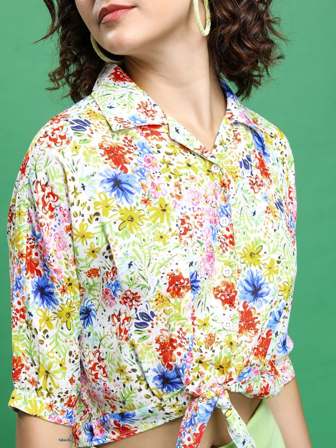 Tokyo Talkies Women Red/Pink/Multi Printed Regular Fit Casual Shirt - Red - Image 5