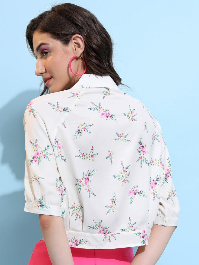 Tokyo Talkies Women Off White Printed Casual Shirt - Off White - Image 3