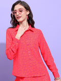 Tokyo Talkies Women Red Printed Casual Shirt - Red - Image 1