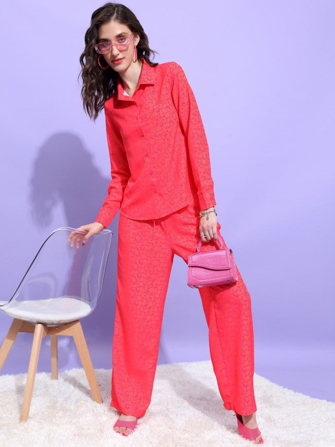 Tokyo Talkies Women Red Printed Casual Shirt - Red - Image 2