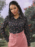 Tokyo Talkies Women Black Printed Casual Shirt - Black - Image 1