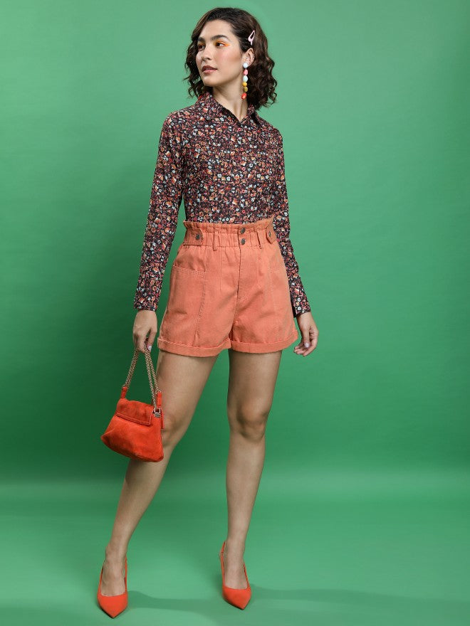 Tokyo Talkies Women Maroon Printed Casual Shirt - Maroon - Image 2