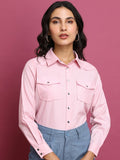 Tokyo Talkies Women Pink Solid Casual Shirt - Pink - Image 1